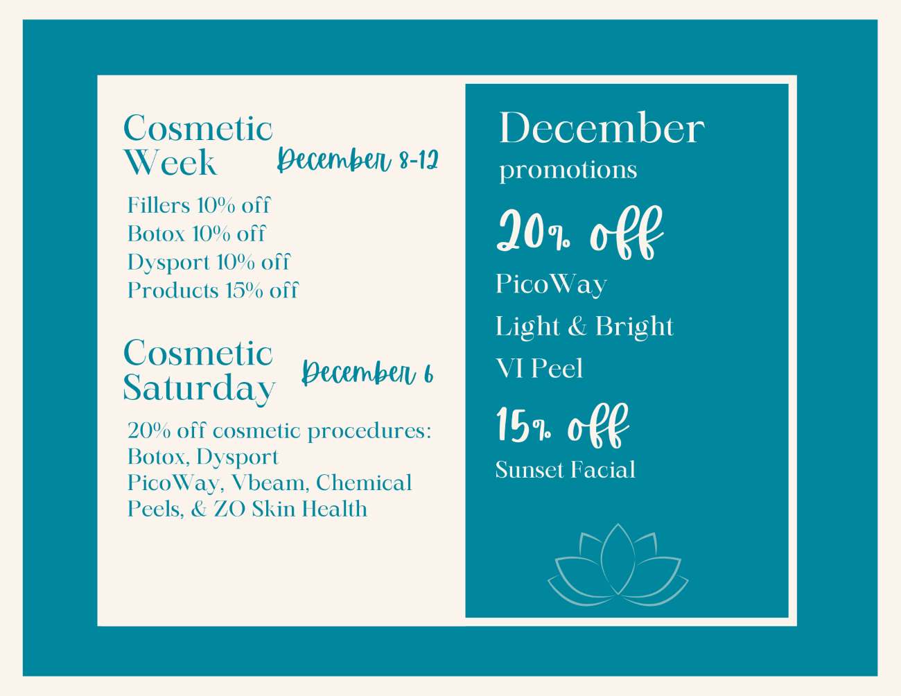 Promotions at Sunset Dermatology in South Miami.